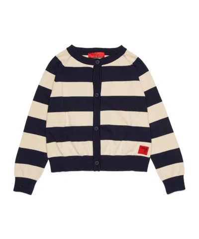 Maxco. Kids Logo Patch Knitted Cardigan In Black