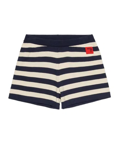 Maxco. Kids Logo Patch Striped Shorts In Blue