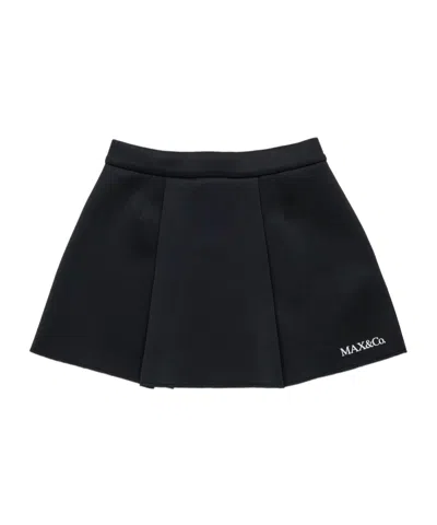 Maxco. Kids Logo Printed Pleated Skirt In Black