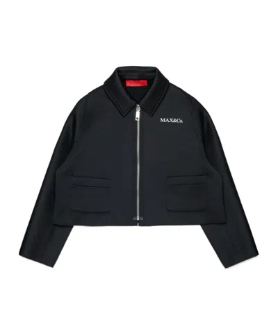 Maxco. Kids Logo Printed Zipped Jacket In Black