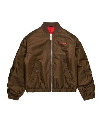 Maxco. Kids Logo Printed Zip-up Jacket In Brown