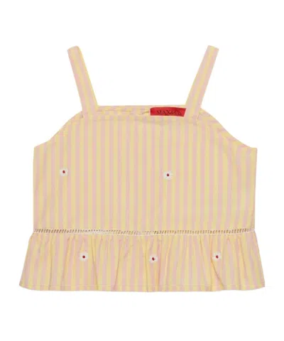 Maxco. Kids Striped Ruffled Hem Top In Yellow