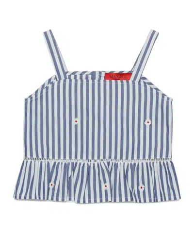 Maxco. Kids Striped Ruffled Hem Top In Blue