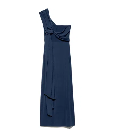 Maxco. Knitted And Crepe Dresses In Blue