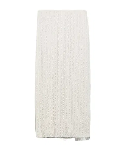 Maxco. Lace Jersey Midi Skirt In Neutral