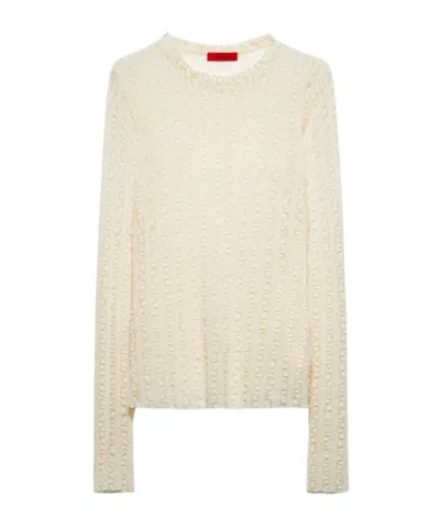 Maxco. Lace Jersey T-shirt In Sand