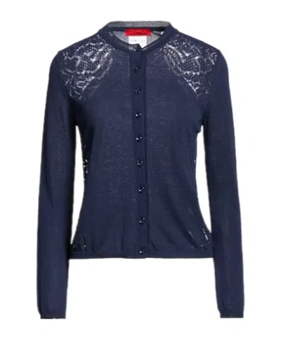 Maxco. Lightweight Long-sleeve Knit Cardigan In Blue