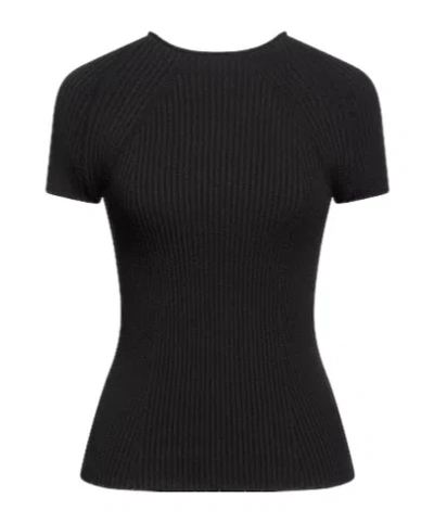Maxco. Lightweight Short-sleeve Knit Top In Black