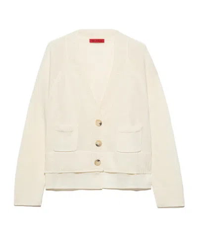 Maxco. Linen Blend Knit Cardigan In White