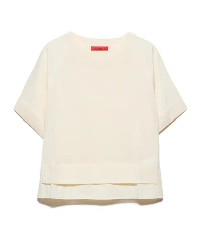 Maxco. Linen Blend Knit T-shirt In White