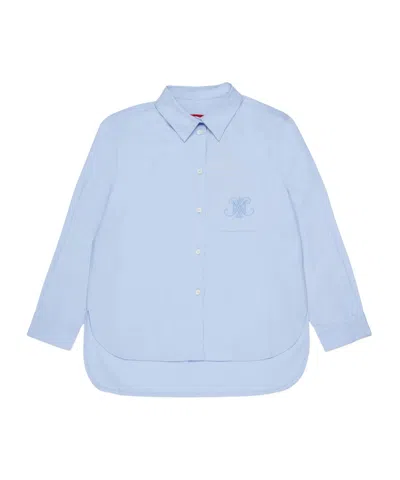 Maxco. Logo-embroidered Cotton Shirt In Blue