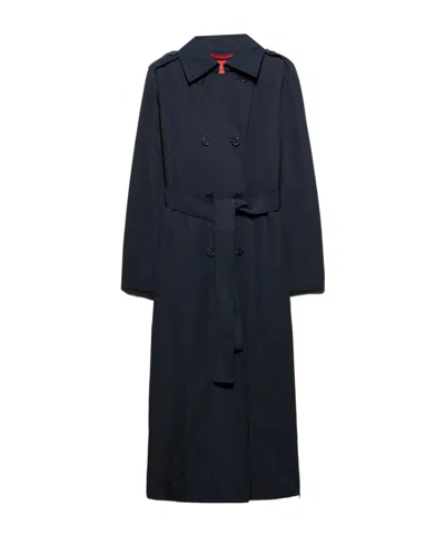 Maxco. Long-sleeved Trench Coat In Blue