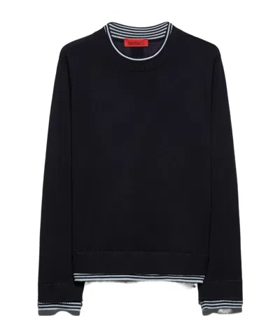 Maxco. Long-sleeved Wool Knit Sweater In Blue