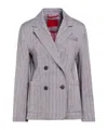 Maxco. Long-sleeve Double-breasted Blazer In Gray