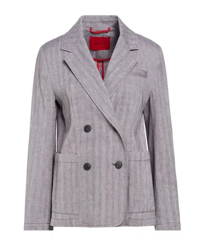 Maxco. Long-sleeve Double-breasted Blazer In Gray