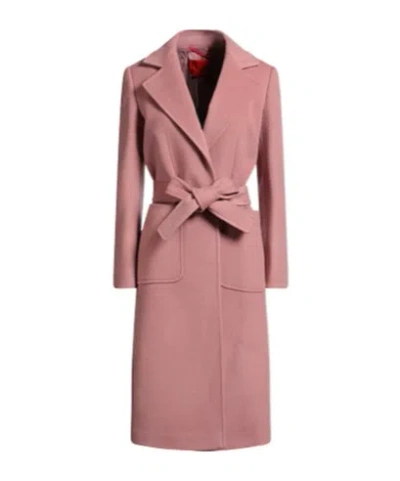 Maxco. Long-sleeve Tied Coat In Pink