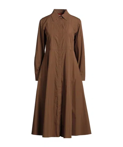 Maxco. Long-sleeved Shirt Dress In Brown