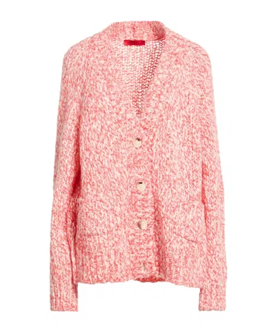 Maxco. Marled Chunky Knit Cardigan In Pink