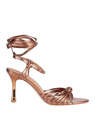 Maxco. Metallic Round-toe Buckle High-heeled Sandals In Brown