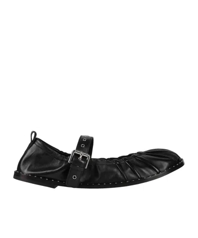 Maxco. Minimalist Leather Mary Jane Shoes In White
