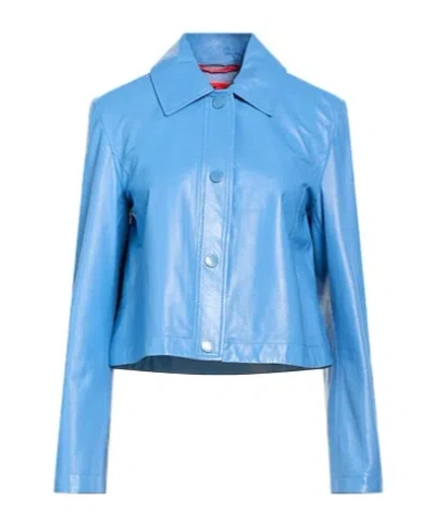 Maxco. Minimalist Leather Shirt In Blue