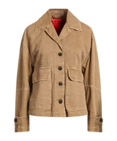 Maxco. Minimalist Long-sleeve Jacket In Nude