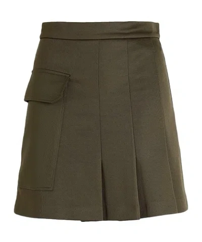 Maxco. Minimalist Ruched Midi Skirt In Brown