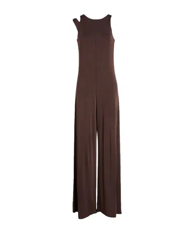 Maxco. Minimalist Solid Color Sleeveless Stretch Jumpsuit In Brown