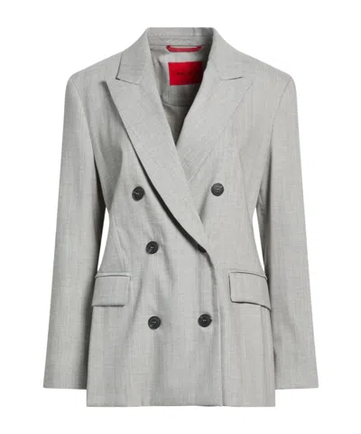 Maxco. Minimalist Thin Wool Blazer In Gray