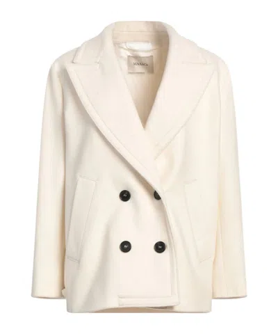 Maxco. Minimalist Woolen Coat In Ivory