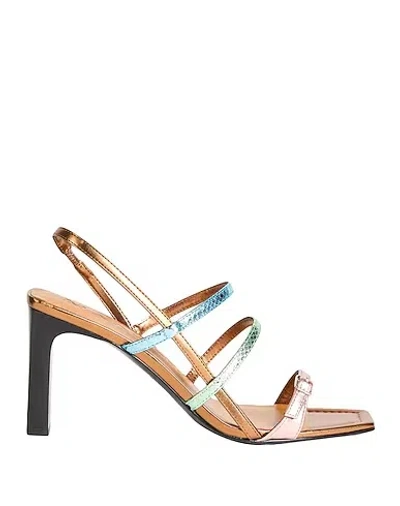 Maxco. Multicolored Metallic Ankle-strap Sandals In Nude