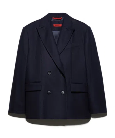 Maxco. Oversized Double-breasted Suit Jacket In Blue