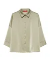 Maxco. Oversized Satin Shirt In Green