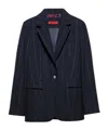 Maxco. Pinstripe Flannel Suit Jacket In Black