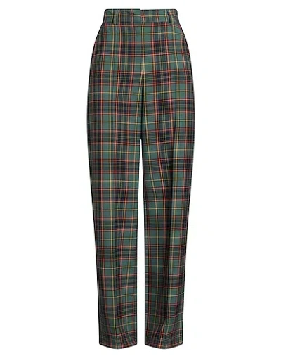 Maxco. Plaid Wide-leg Pants In Green