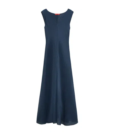 Maxco. Pleated Jersey Maxi Dress In Blue