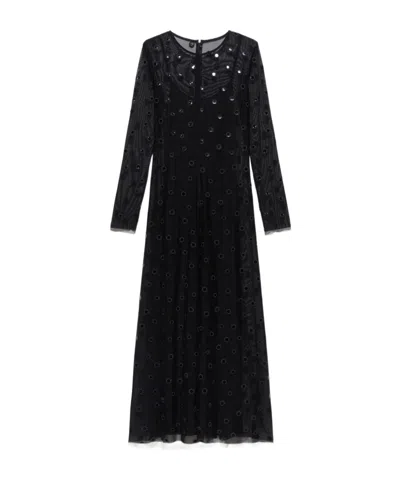 Maxco. Polka-dot Tulle-jersey Dress In Black