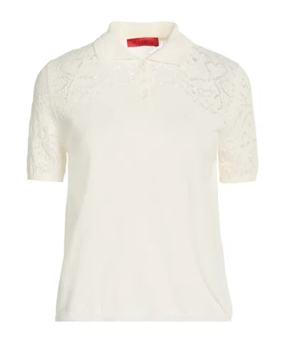Maxco. Polo-neck Knit Top In White