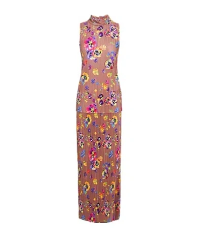 Maxco. Printed Sleeveless Satin Set In Brown