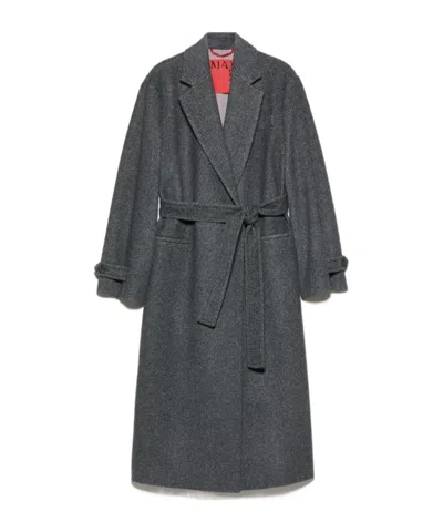 Maxco. Pure Wool Midi Coat In Gray