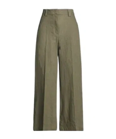 Maxco. Relaxed Wide-leg Cropped Casual Trousers In Green