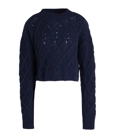 Maxco. Ribbed Crew Neck Sweater In Blue