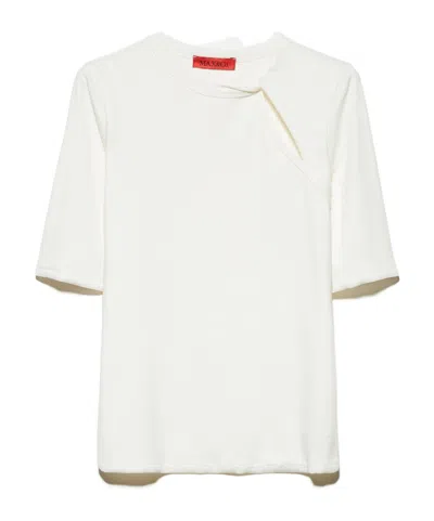 Maxco. Ribbed Cut-out T-shirt In White