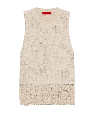 Maxco. Round Neck Sleeveless Knit Top In White