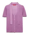 Maxco. Scarf-detail Cardigan In Purple