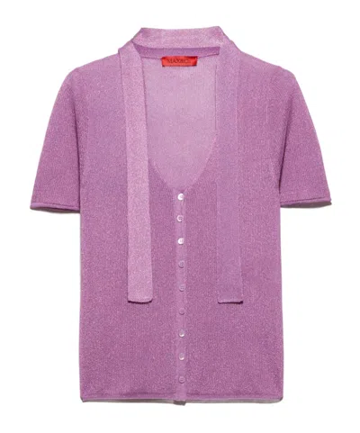 Maxco. Scarf-detail Cardigan In Purple