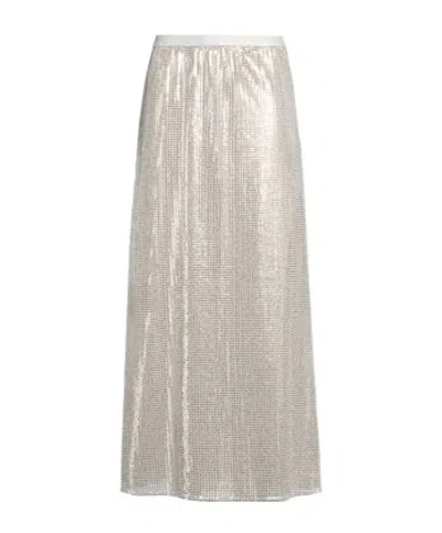 Maxco. Shiny Silver Grid Midi Skirt In Neutral