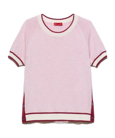 Maxco. Short-sleeved Knitted T-shirt In Pink