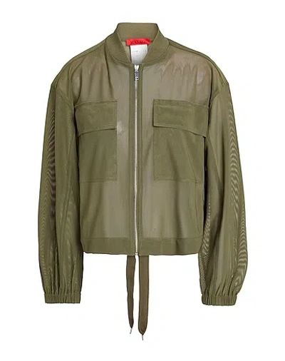 Maxco. Simple Mesh Casual Jacket In Green