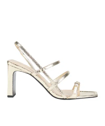 Maxco. Snakeprint Metallic Heel Sandals In Gold